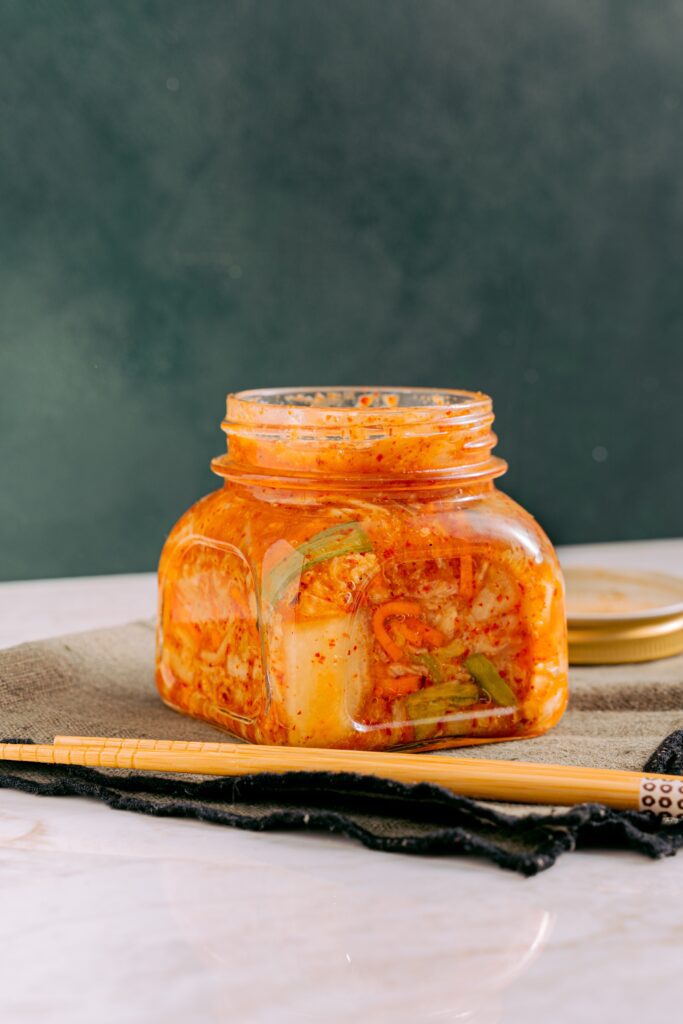 Jar of spiced carrot kimchi