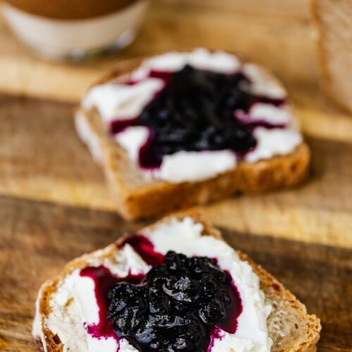 blackcurrant jam on toast