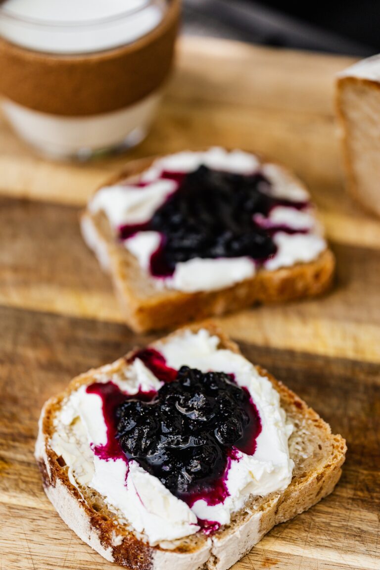 blackcurrant jam on toast