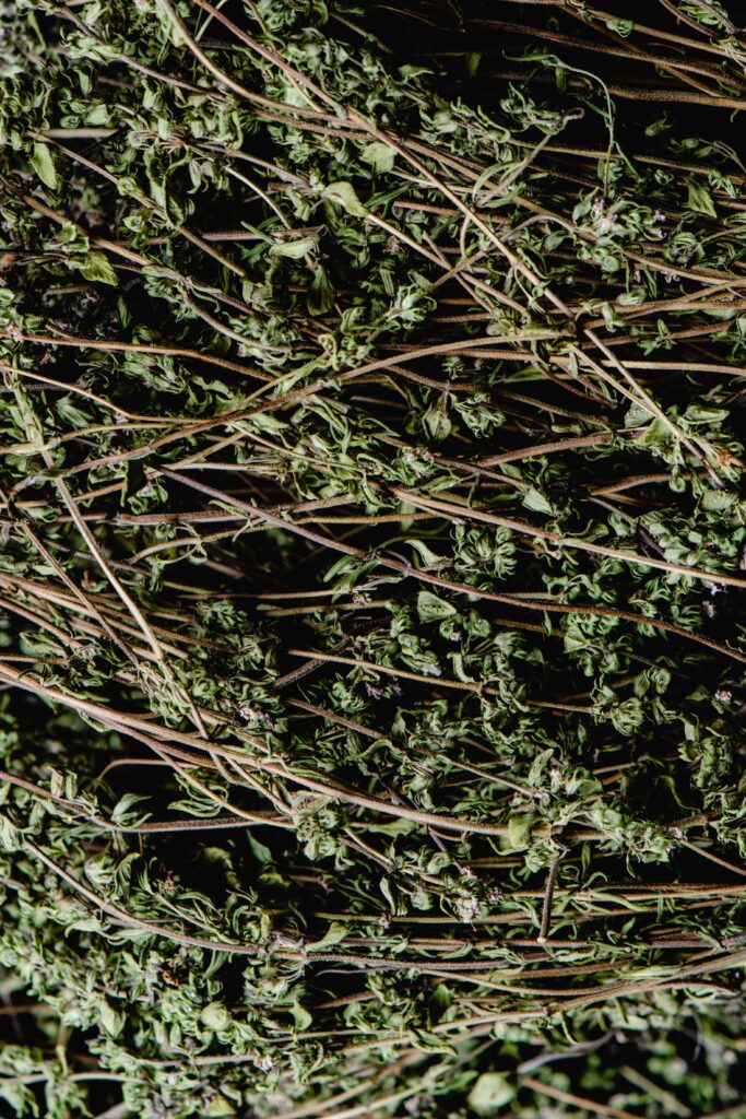 A pile of dried thyme